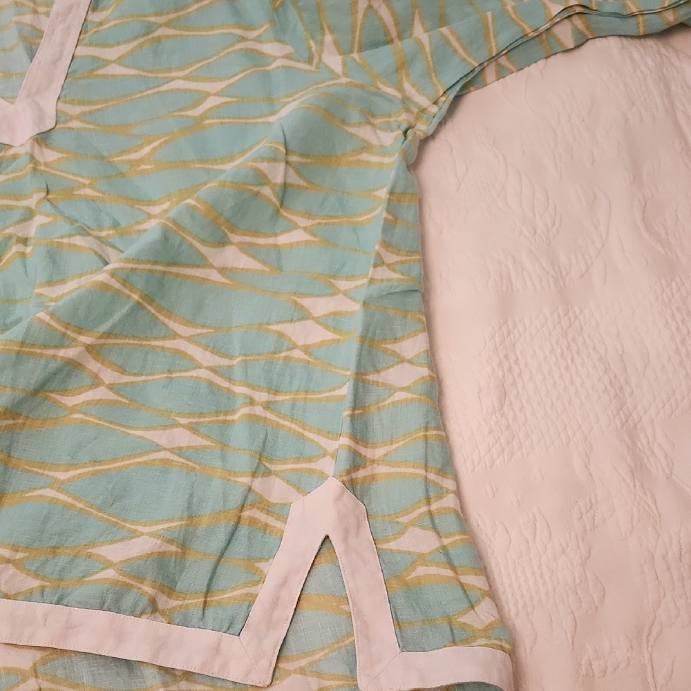 Lands' End Aqua and White Tunic Top - Picture 9 of 11